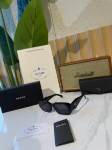 Prada Rectangular Sunglasses PR 17WS Black/Grey 49/20/145