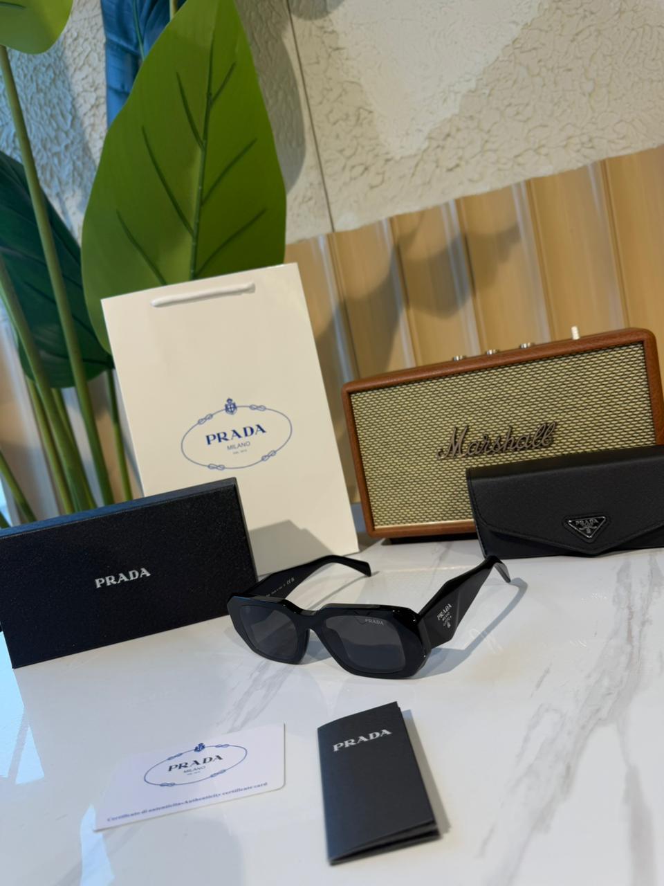 Prada Rectangular Sunglasses PR 17WS Black/Grey 49/20/145