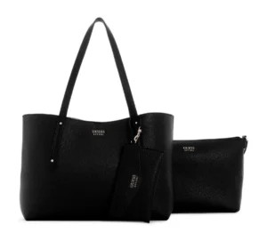 Guess Eco Brenton PU Zipper Tote Bag – Black