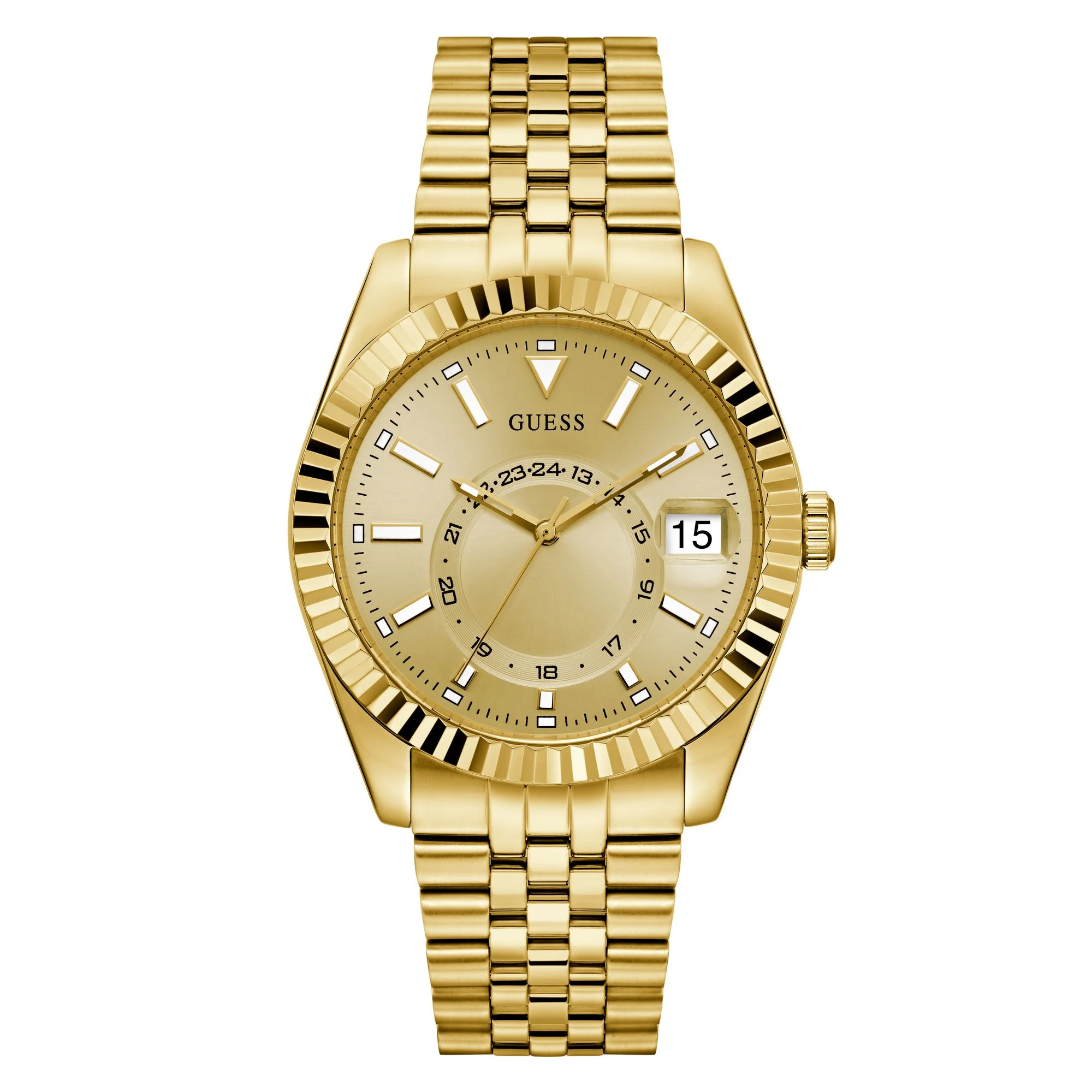 GUESS Round 42mm Champagne Dial Analog Men Watch – GW0977G2