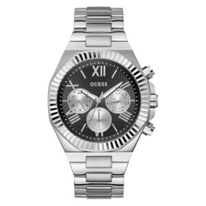 Guess Stainless Steel Analog Black Dial Men’s Watch-Gw0703G1, Band Color-Silver
