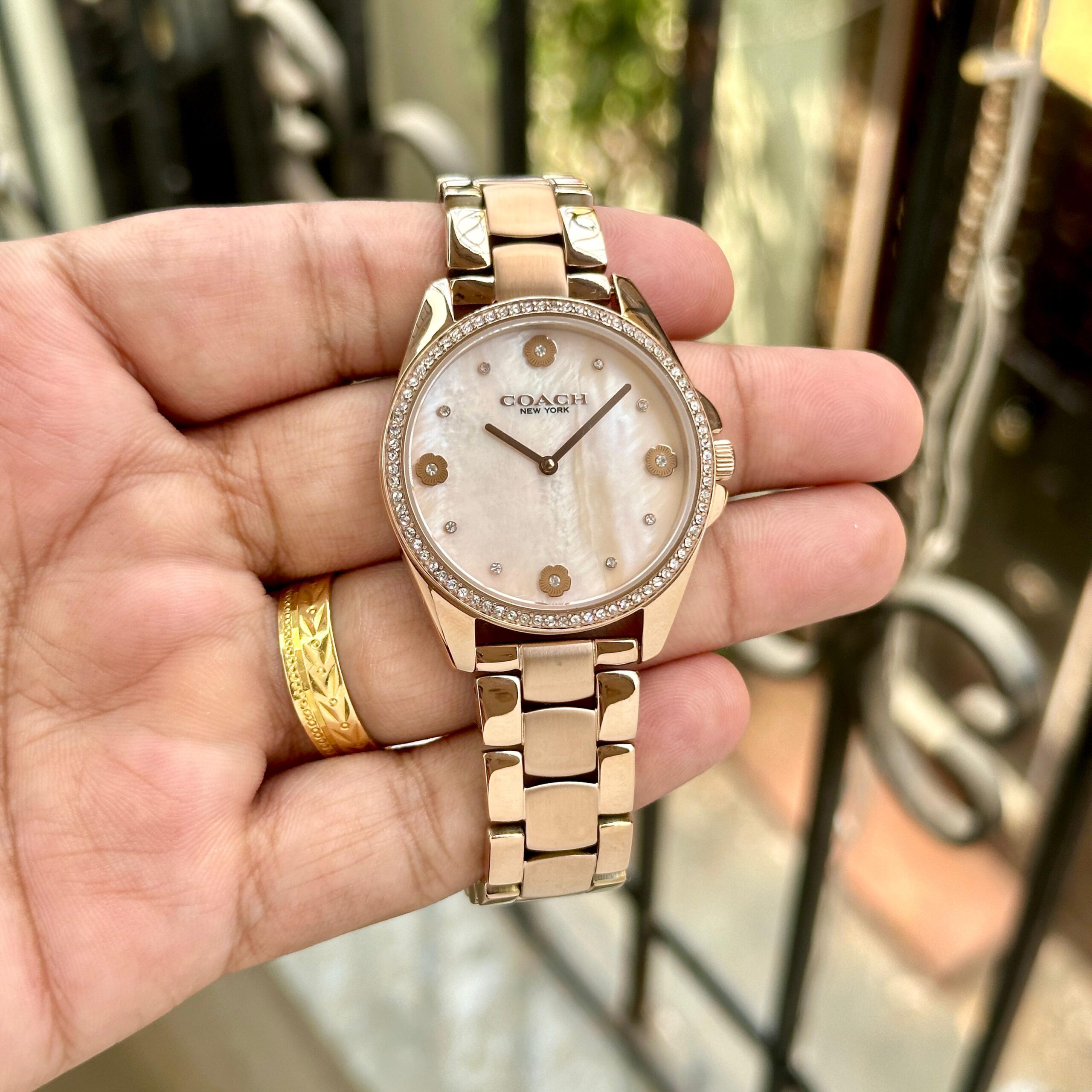 Coach Quartz Analog Mother Of Pearl Dial Stainless Steel Strap Watch For Women - Image 3
