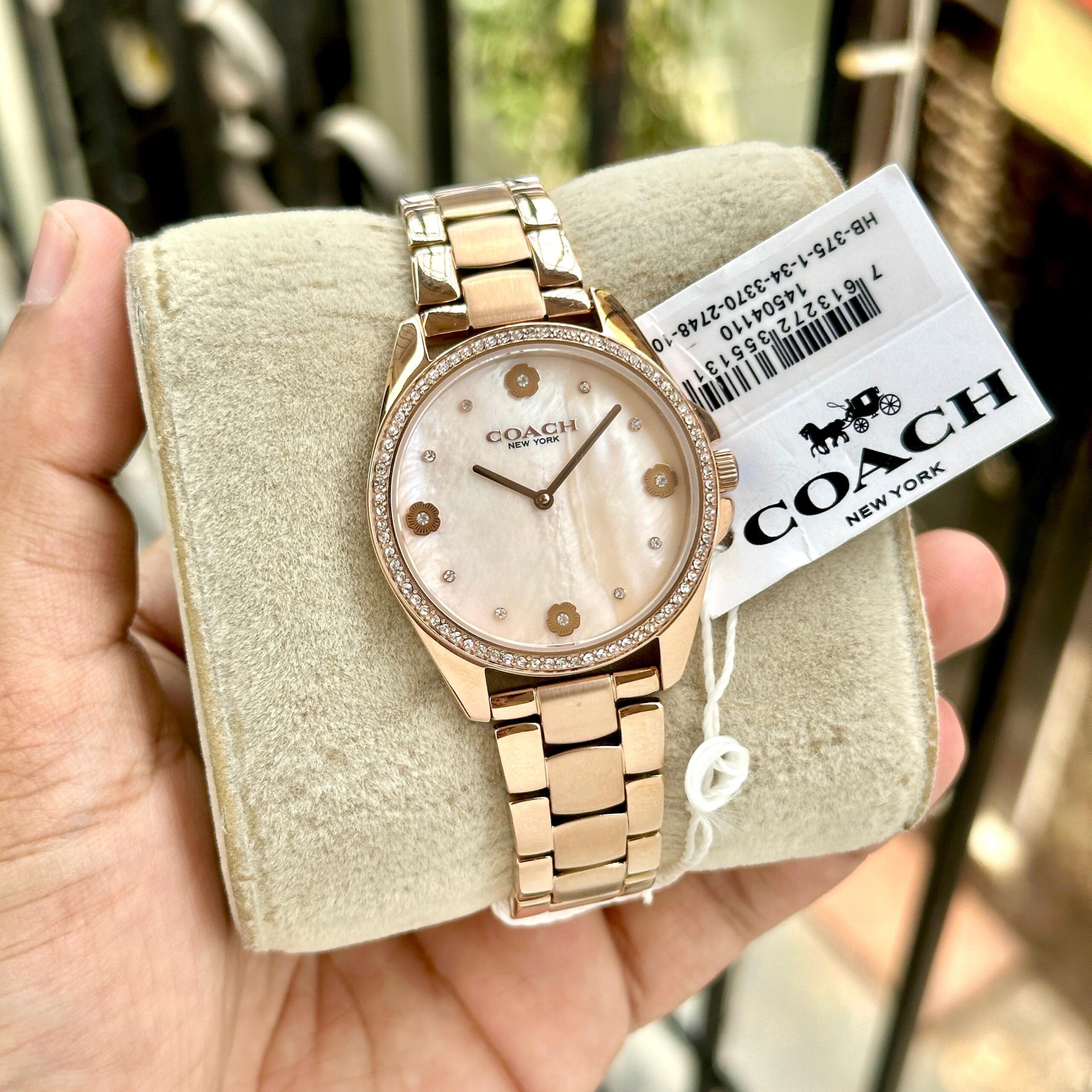 Coach Quartz Analog Mother Of Pearl Dial Stainless Steel Strap Watch For Women