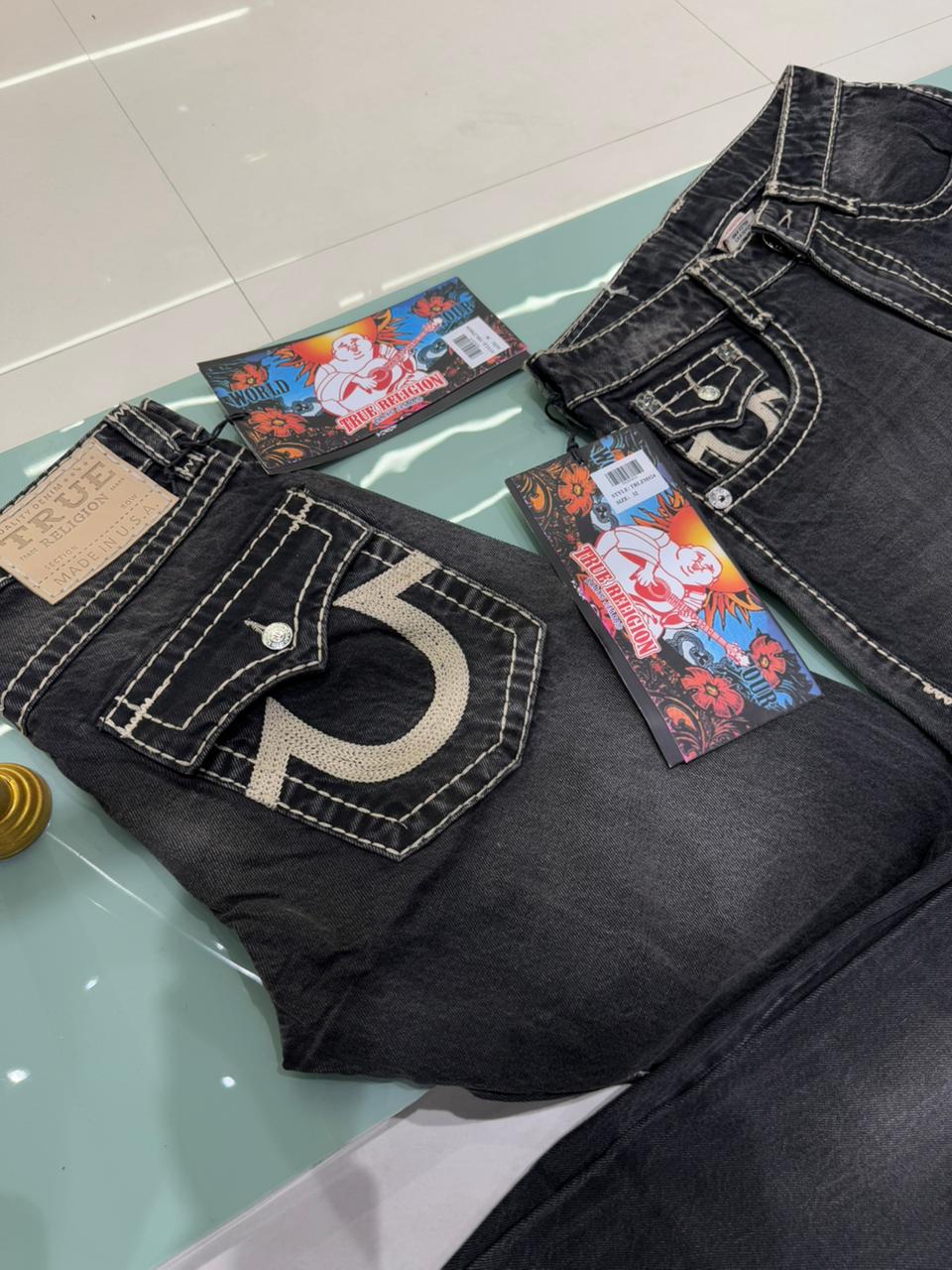 TRUE RELIGION Men Charcoal Black SN Straight Fit Jeans - Image 4