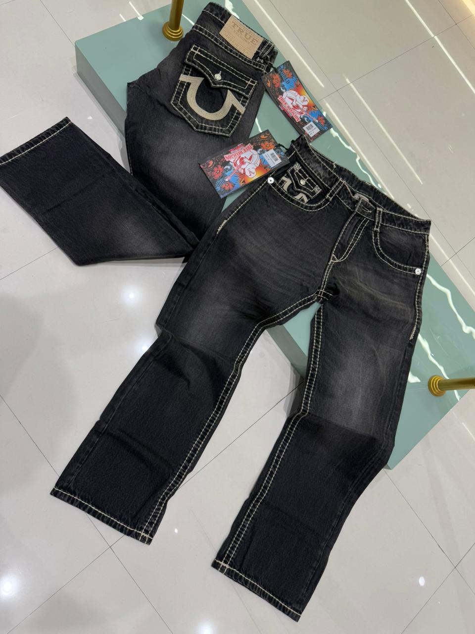 TRUE RELIGION Men Charcoal Black SN Straight Fit Jeans