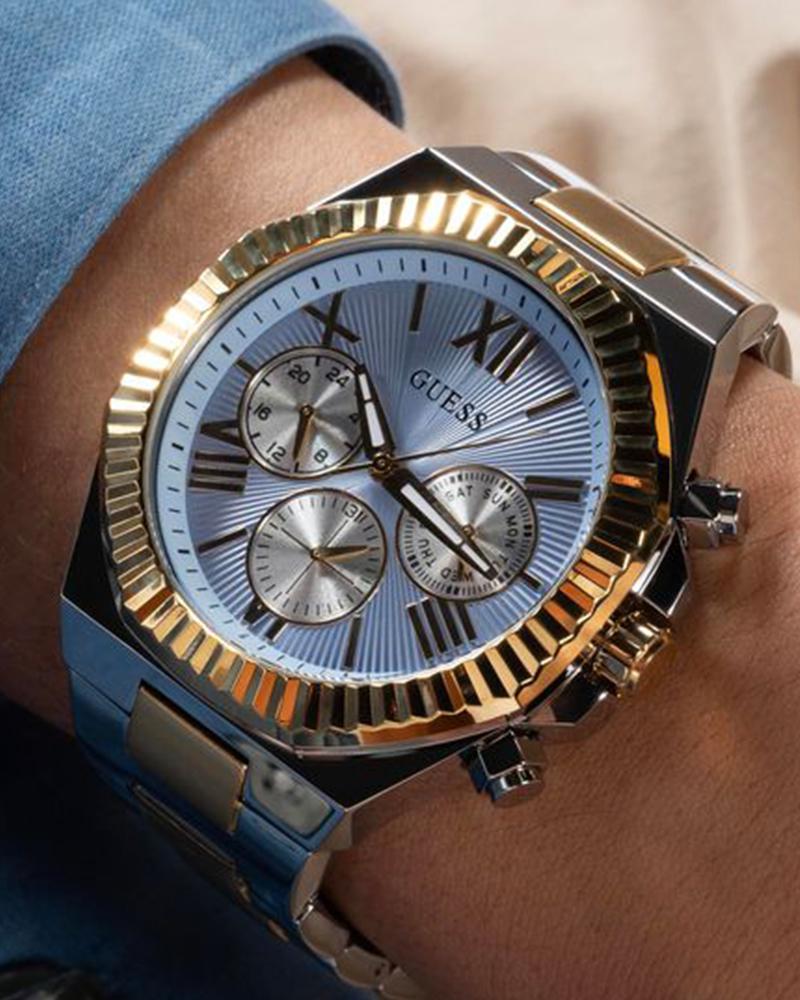 Guess Analog Blue Dial Men’s Stainless Steel Two Tone Band Watch-Gw0703G3