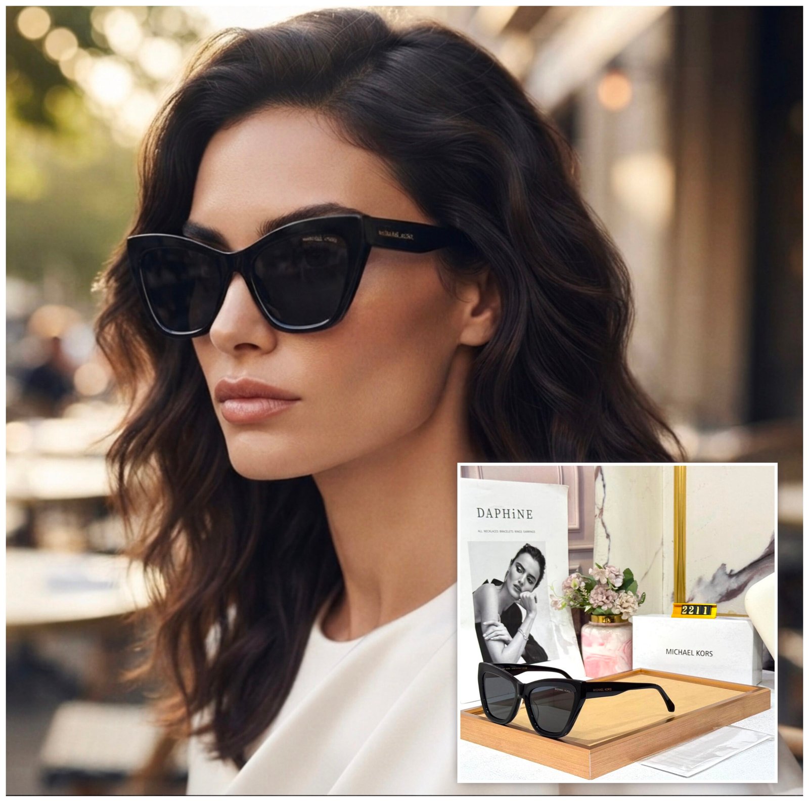 Michael Kors BOLD Grey UV Protected Cat Eye Sunglasses for Women 0MK2211U30053F57 - Image 2